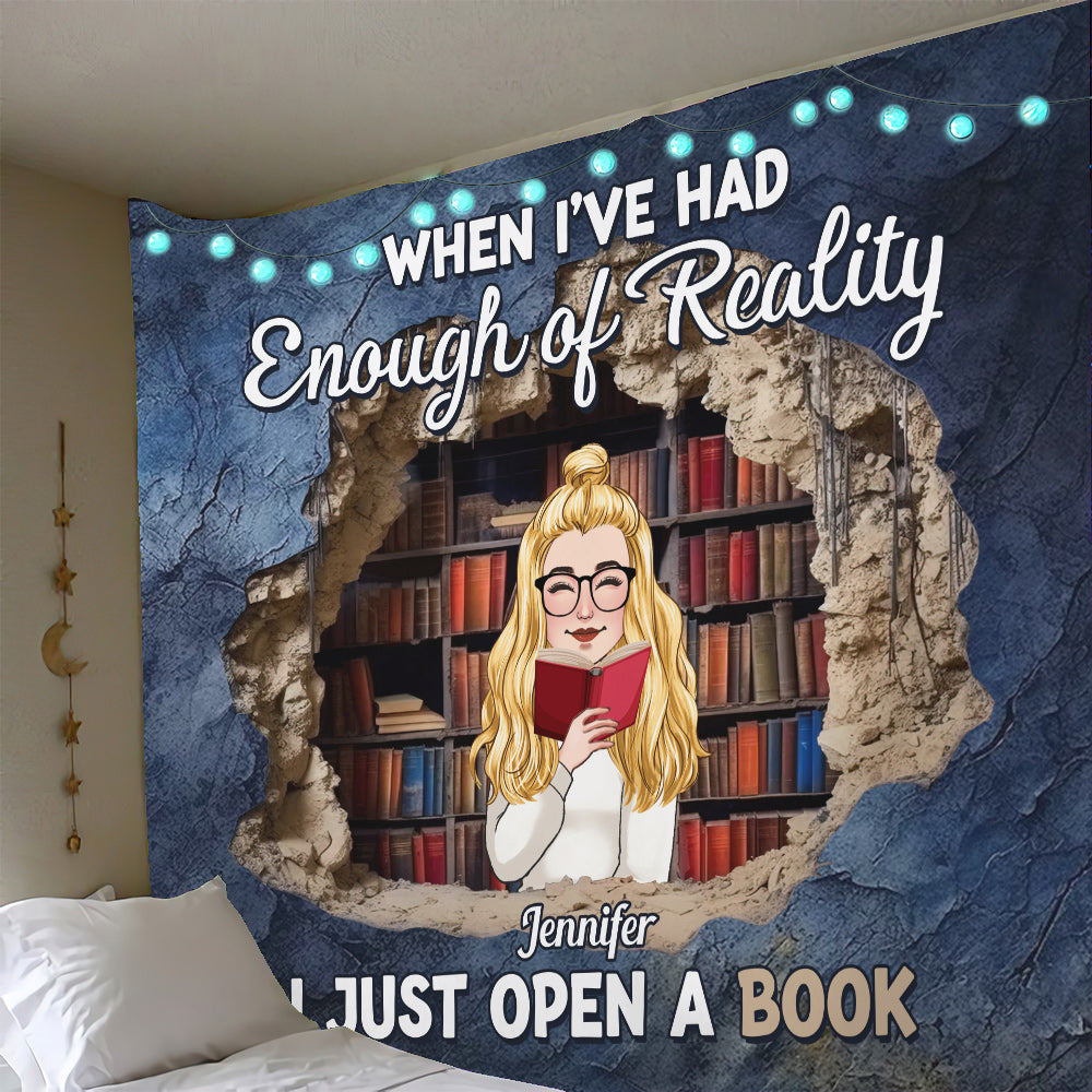 I Just Open My Book - Book gift for mom, daughter, girlfriend, wife - Personalized Wall Tapestry