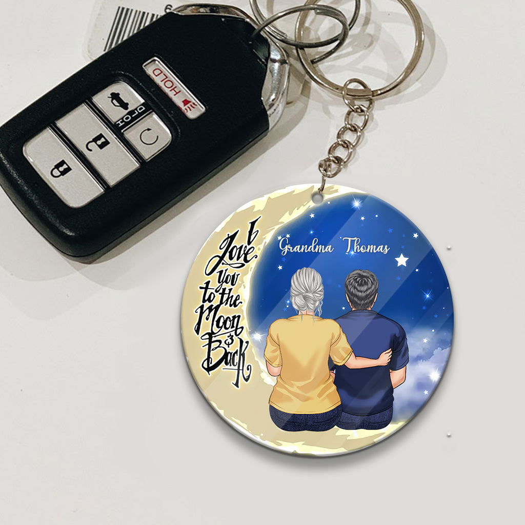 To The Moon And Back - Gift for grandma, mom, dad, grandpa - Personalized Keychain