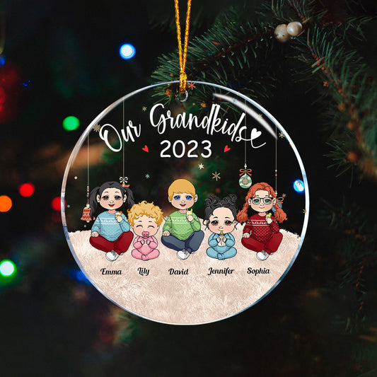 Mes petits-enfants - Ornement transparent personnalisé pour grand-mère