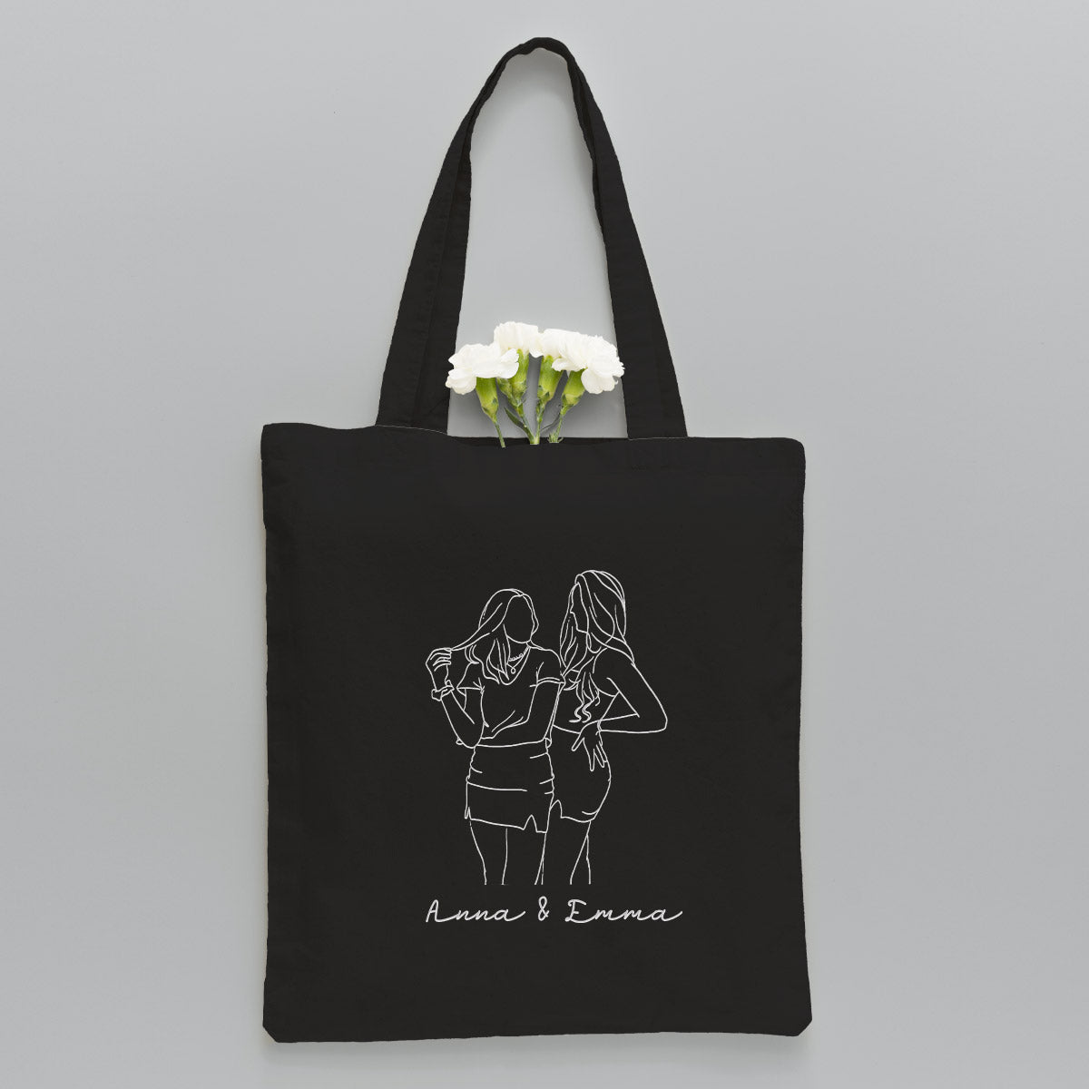 Sac fourre-tout brodé personnalisé avec photo au trait - Sac fourre-tout brodé personnalisé pour tante