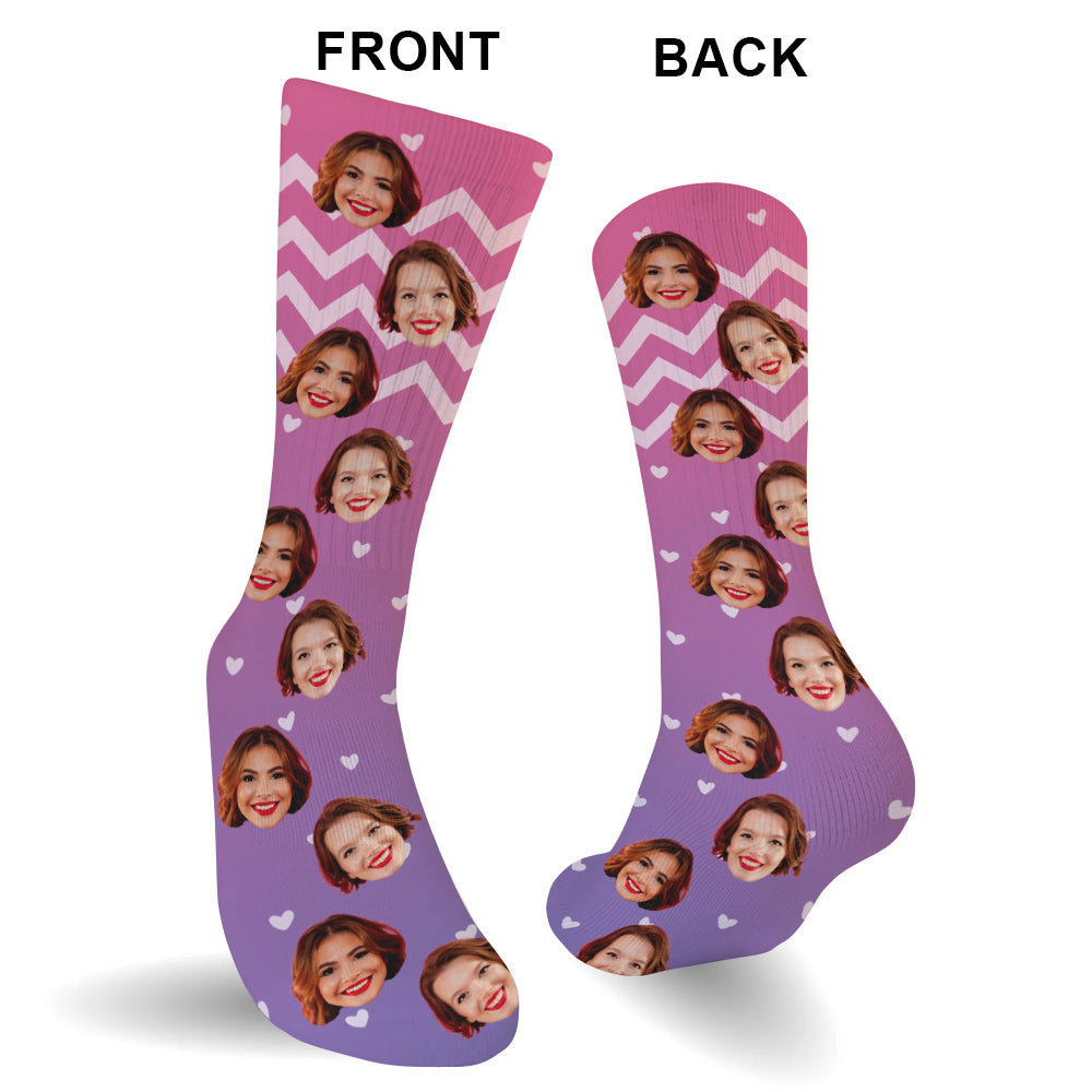 Custom Face Purple Pattern - Personalized Bestie Socks