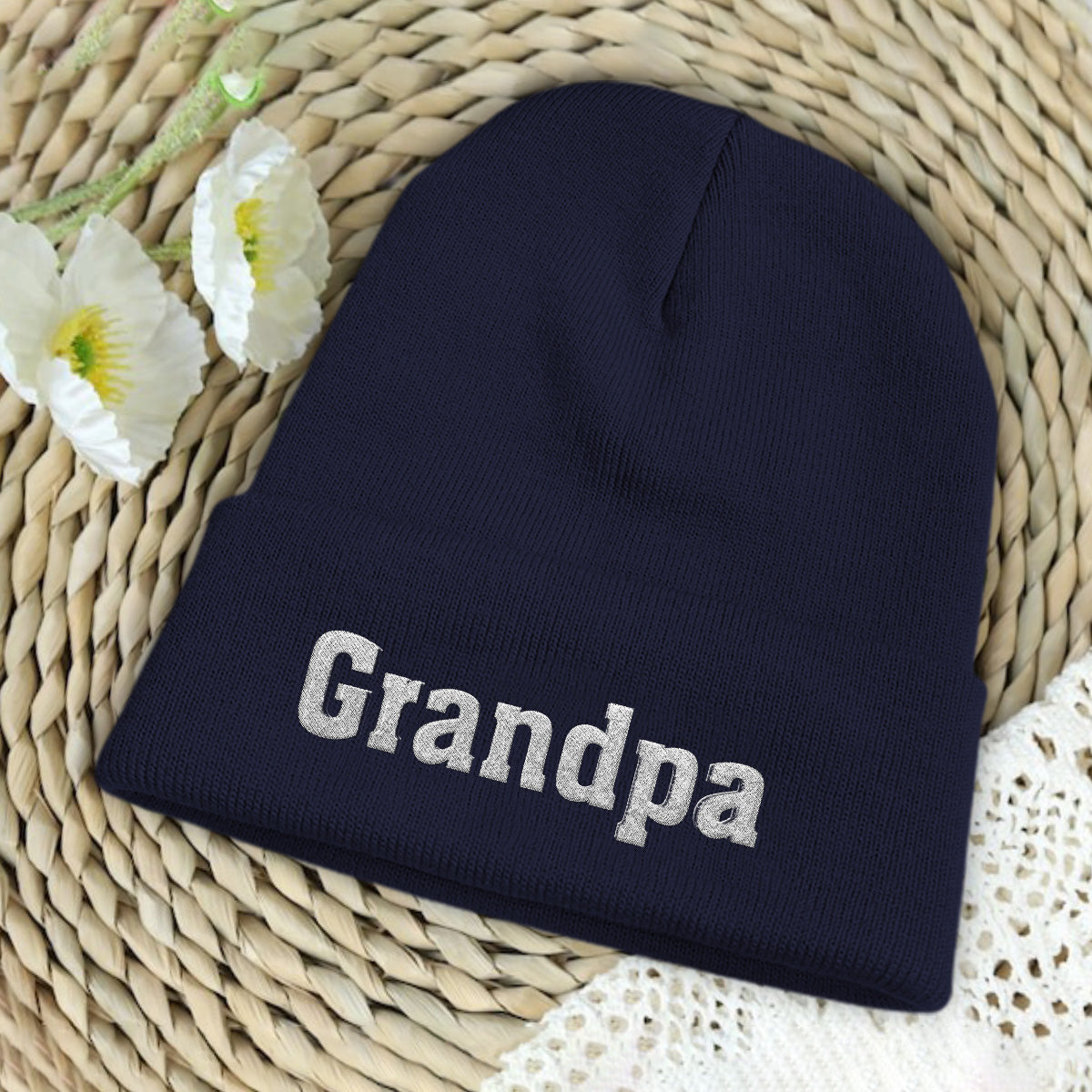 Custom Name - Personalized Grandpa Embroidered Beanie