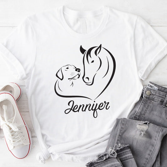 T-shirt et sweat à capuche personnalisés avec motif cheval et chien