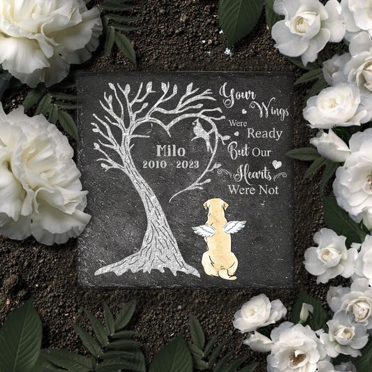 Deine Flügel waren bereit – personalisierter quadratischer Hundestein