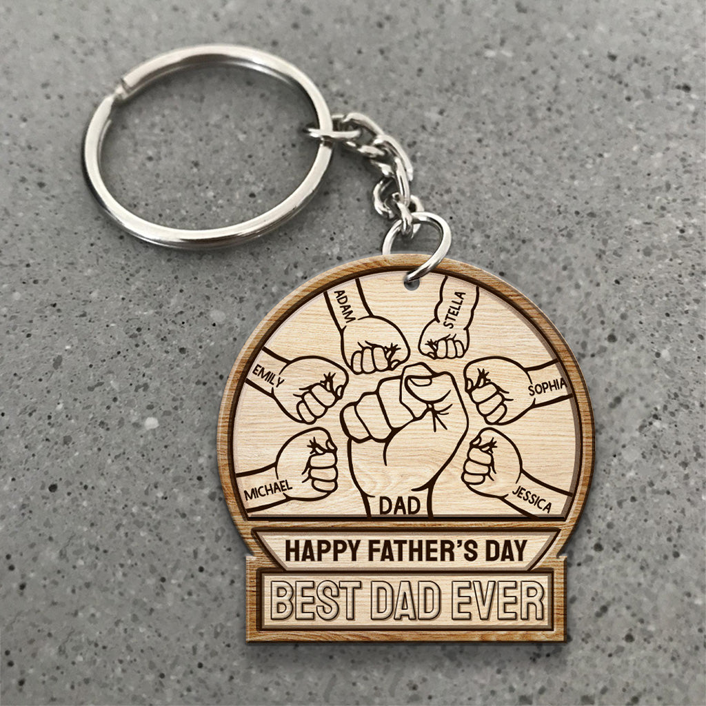 Best Dad Ever - Personalized Father's Day Father Keychain (Printed On Both Sides)