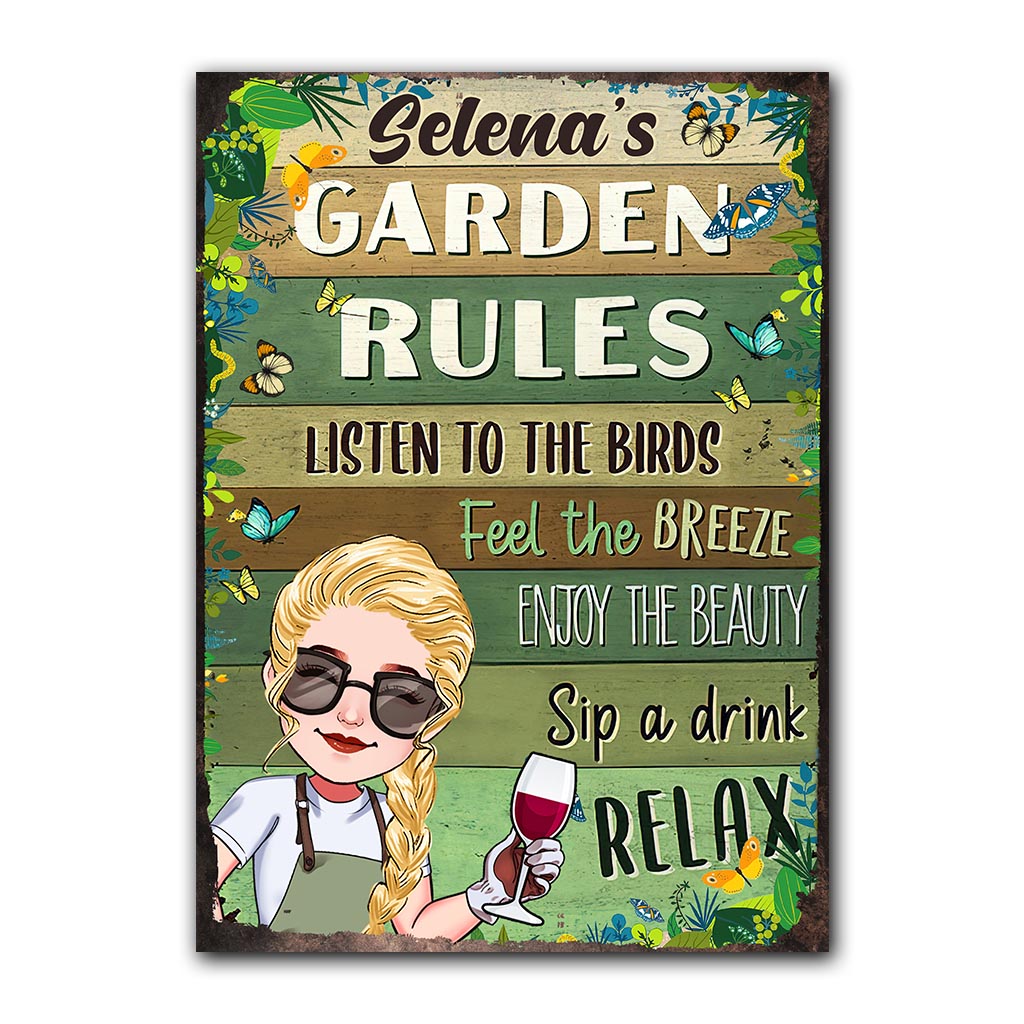 And Into The Garden I Go - Personalized Gardening Rectangle Metal Sign