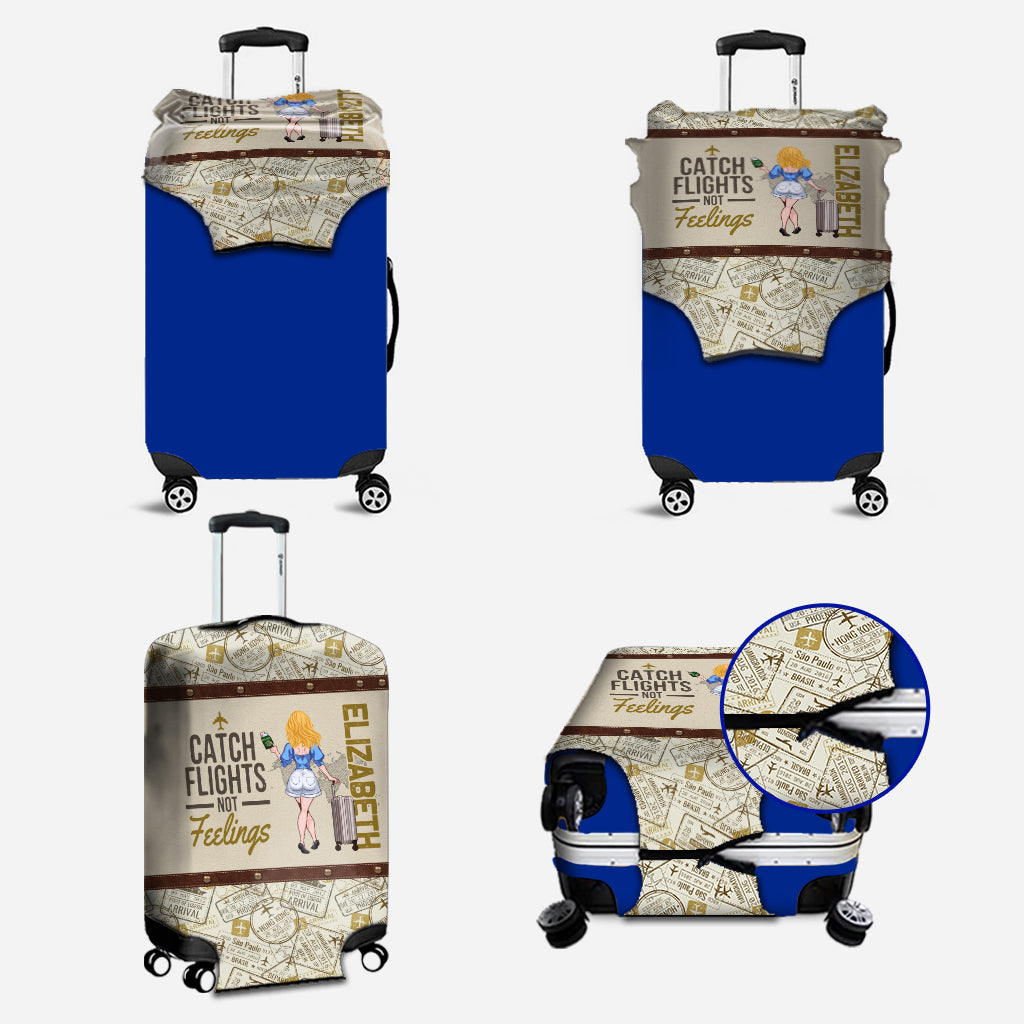 Catch Flights, Not Feelings - Personalized Travelling Leather Handbag & Luggage Cover