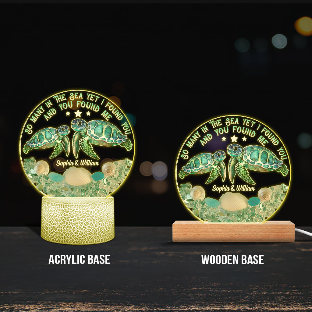 So Many In The Sea - Personalized Turtle Shaped Plaque Light Base