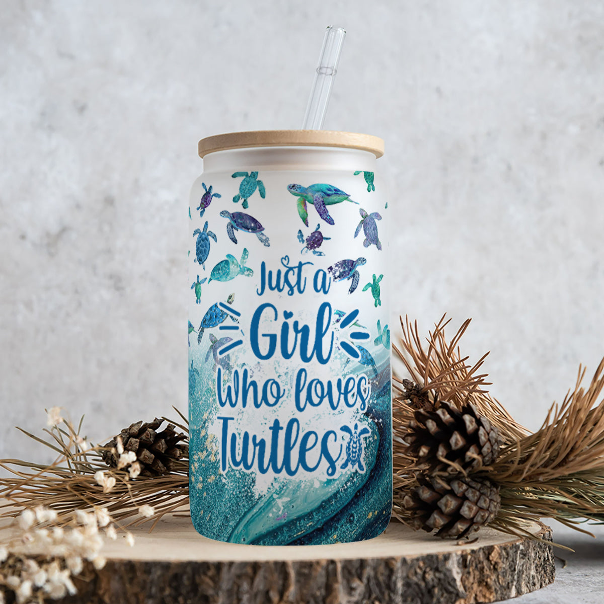 Belong To The Sea - Personalized Turtle Can Glass