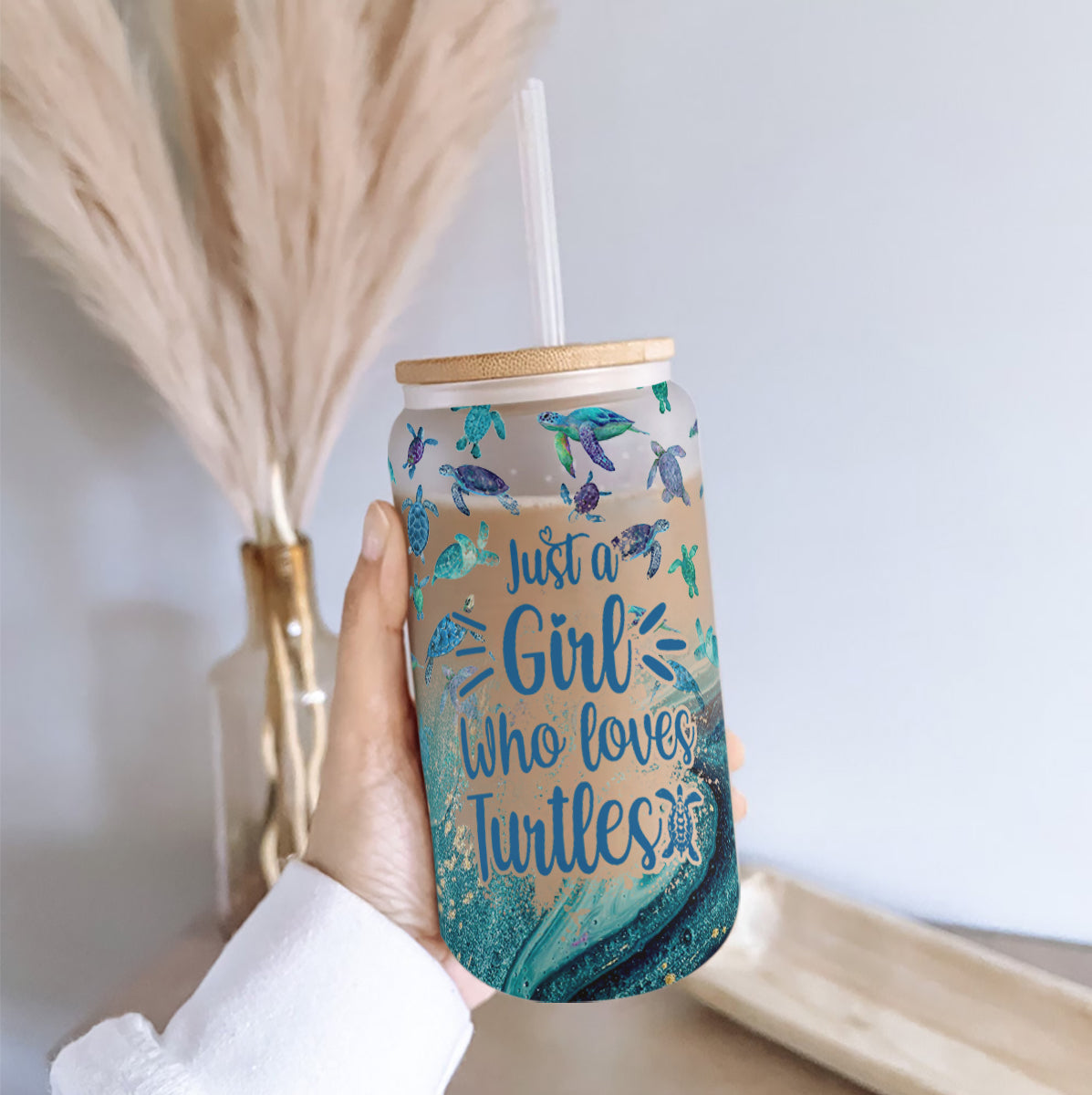 Belong To The Sea - Personalized Turtle Can Glass