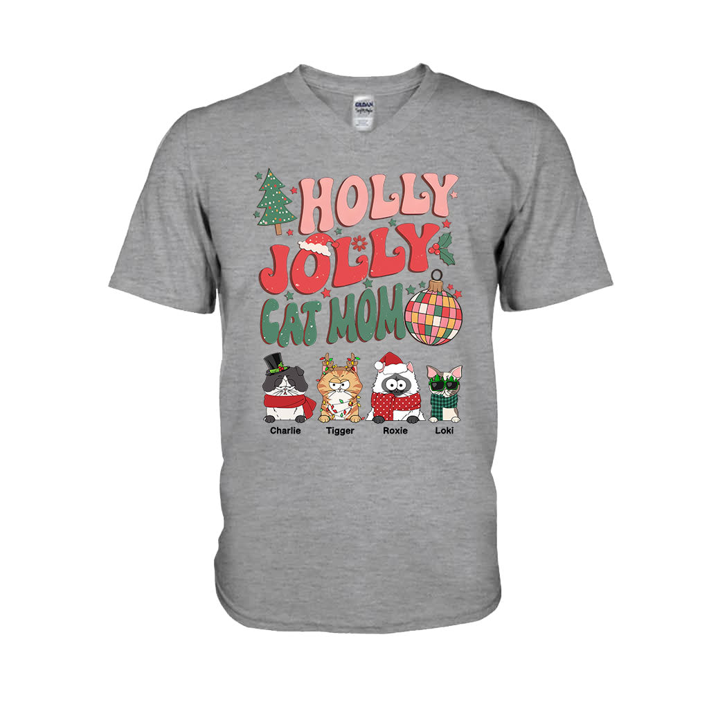 Maman chat/maman chien - T-shirt et sweat à capuche personnalisés pour chat Holly Jolly