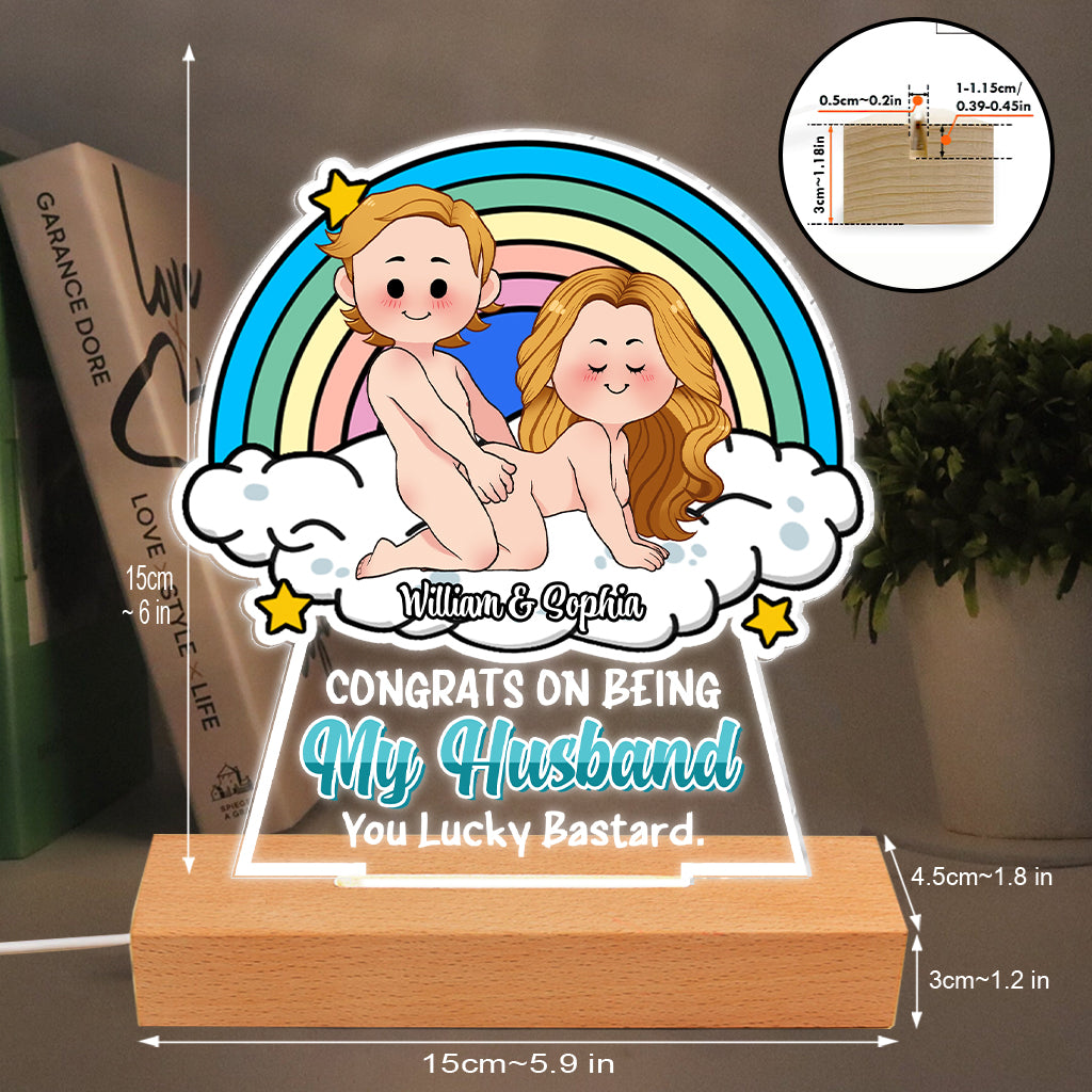 Congrats On Being My Husband - gift for husband, wife - Personalized Shaped Plaque Light Base