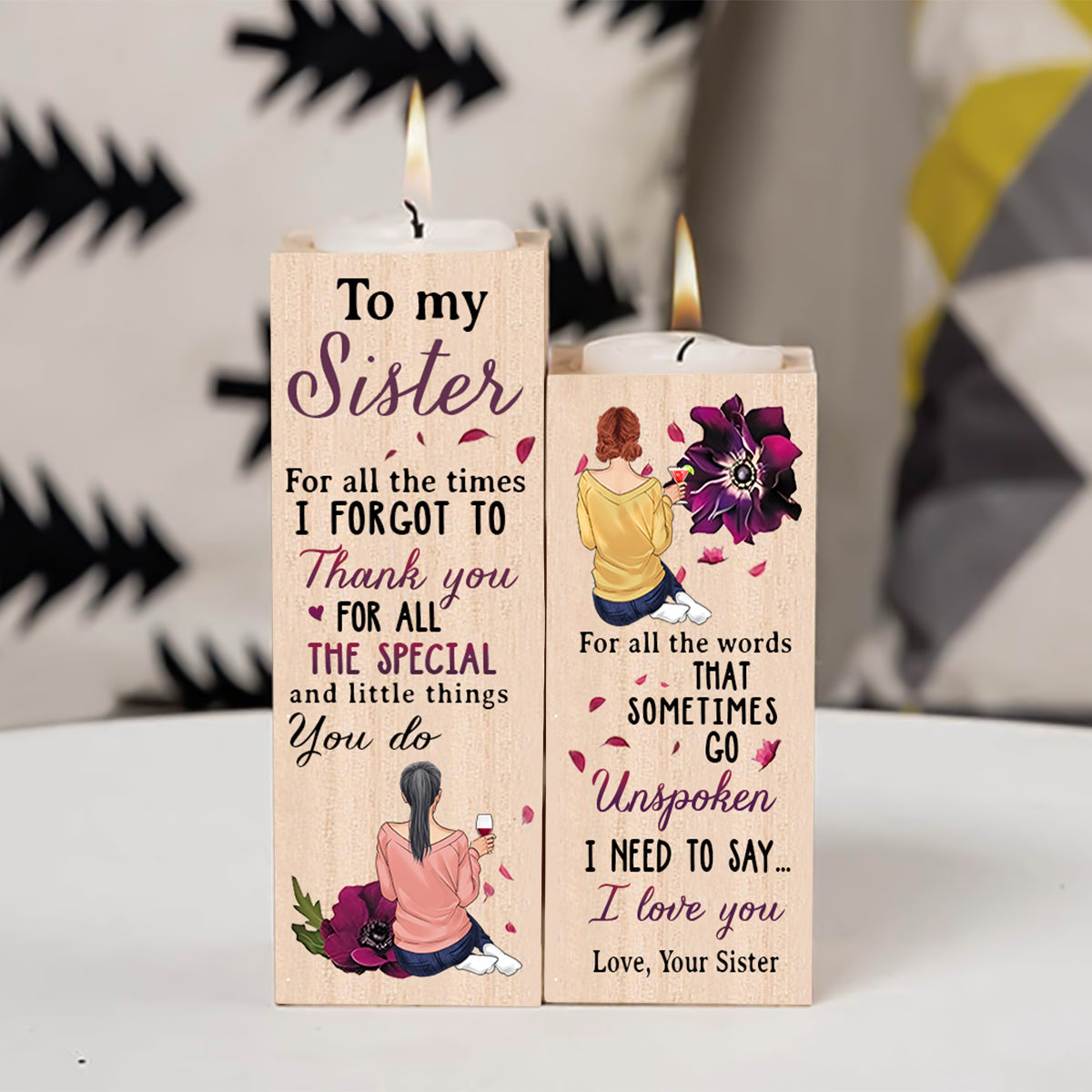 To My Sister - Personalized Sister Candle Holder