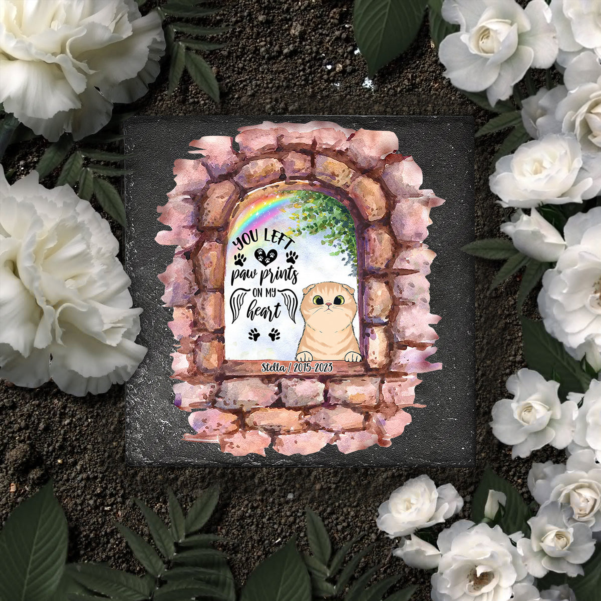Nicht mehr an meiner Seite – Personalisierter quadratischer Stein in Hundeform