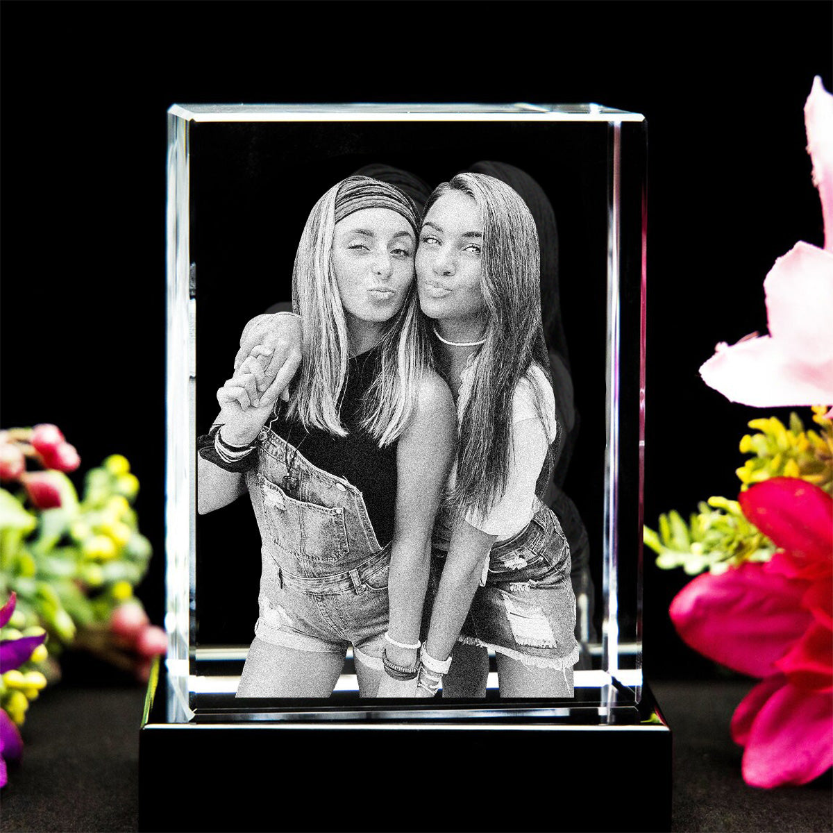 Lampe en cristal 3D cubique gravée au laser avec photo personnalisée pour votre petite-fille