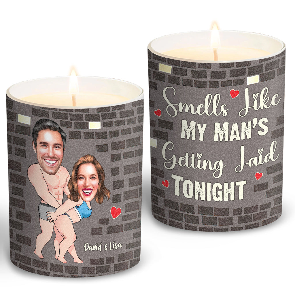 Smells Like My Man - Personalized Couple Candle With Wooden Lid
