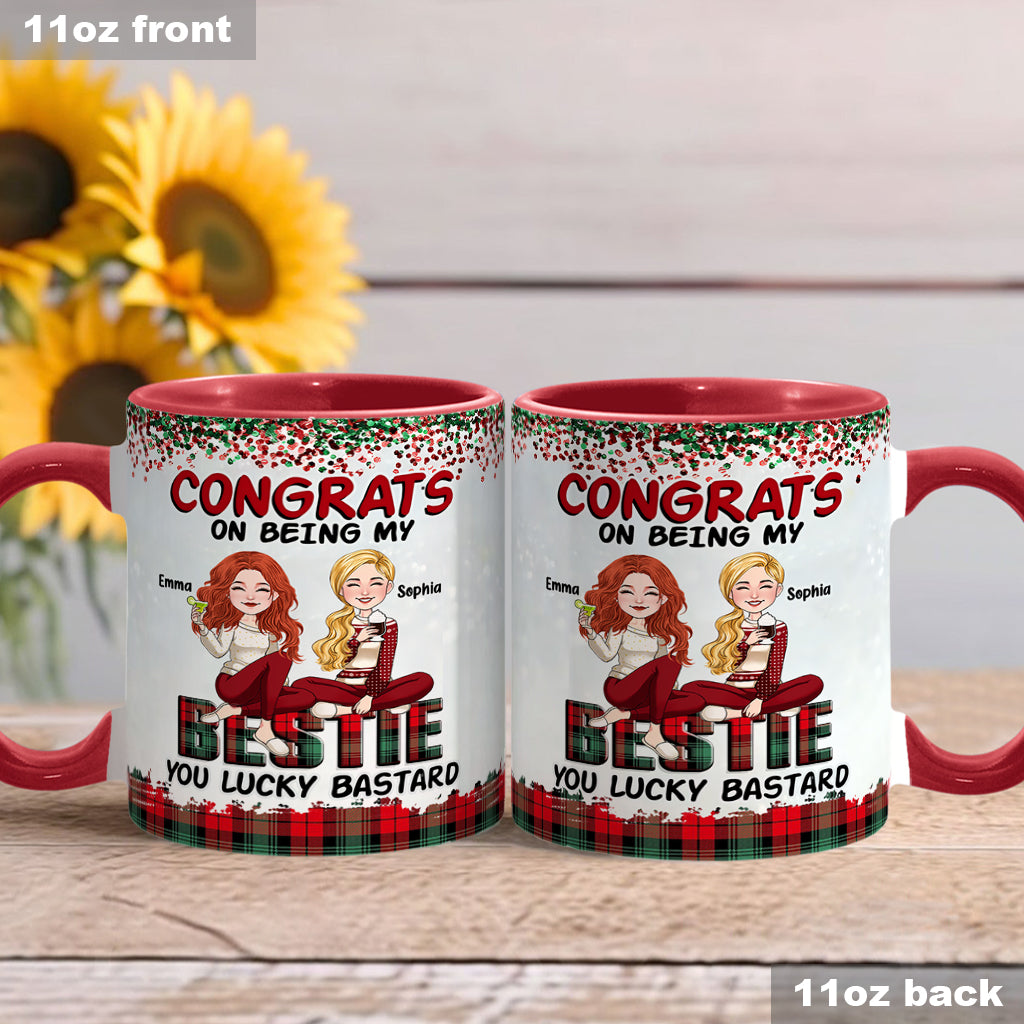Lucky Bastard Besties - Personalized Bestie Accent Mug
