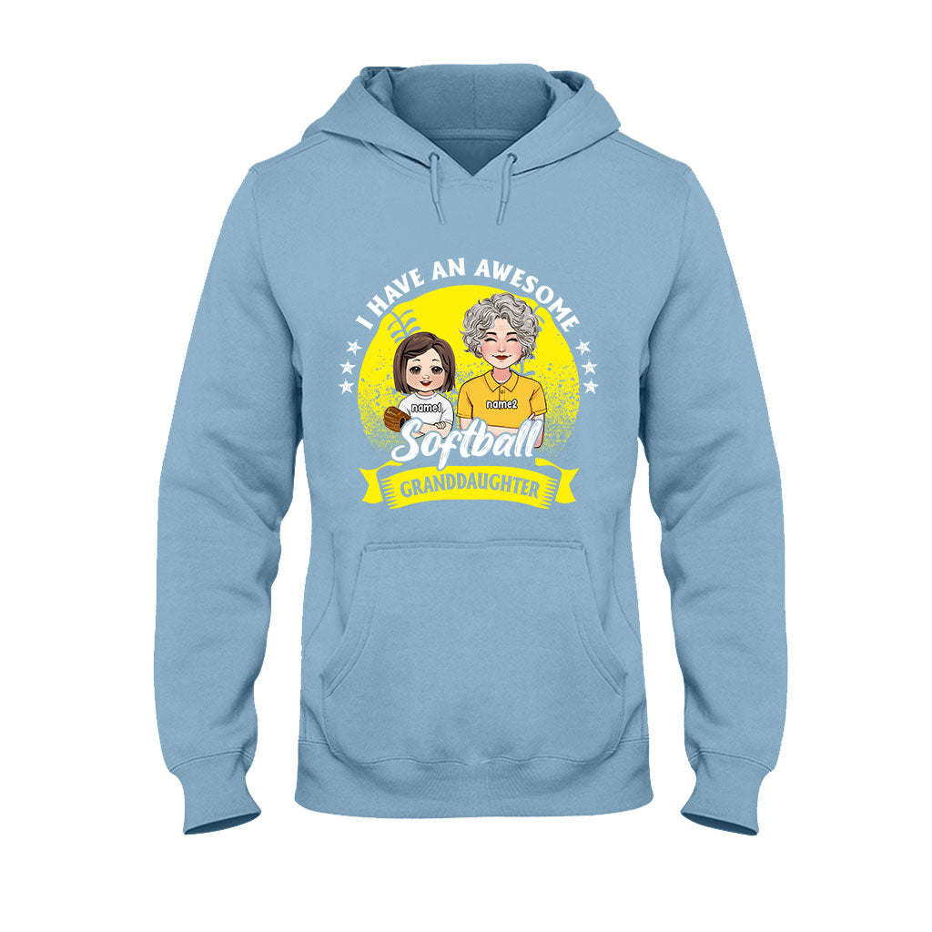Awesome Softball Granddaughter - Personalized Softball T-shirt And Hoodie
