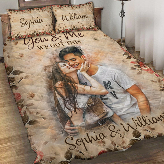 Watercolor Couple - Personalized Couple Quilt Set