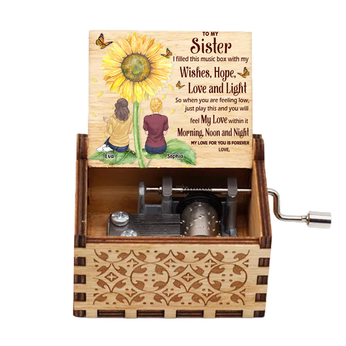 À ma fille, ma petite-fille - Cadeau pour grand-mère, maman, fille, petite-fille, sœur - Boîte à musique à manivelle personnalisée