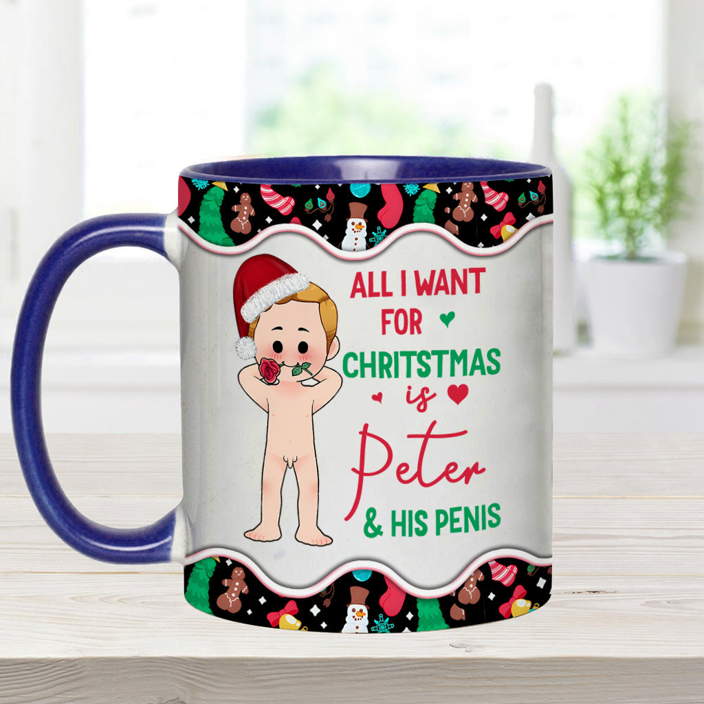 All I Want For Christmas - Personalized Couple Accent Mug
