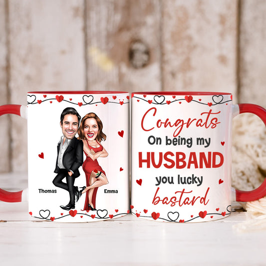 Congrats On Being My Husband - Personalized Couple Accent Mug