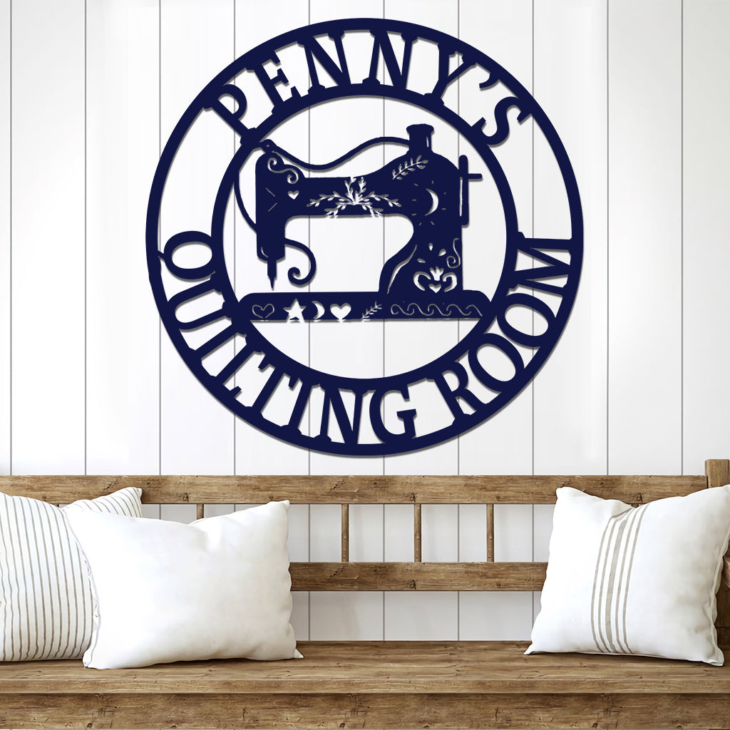 Salle de patchwork - Panneau métallique personnalisé découpé au patchwork