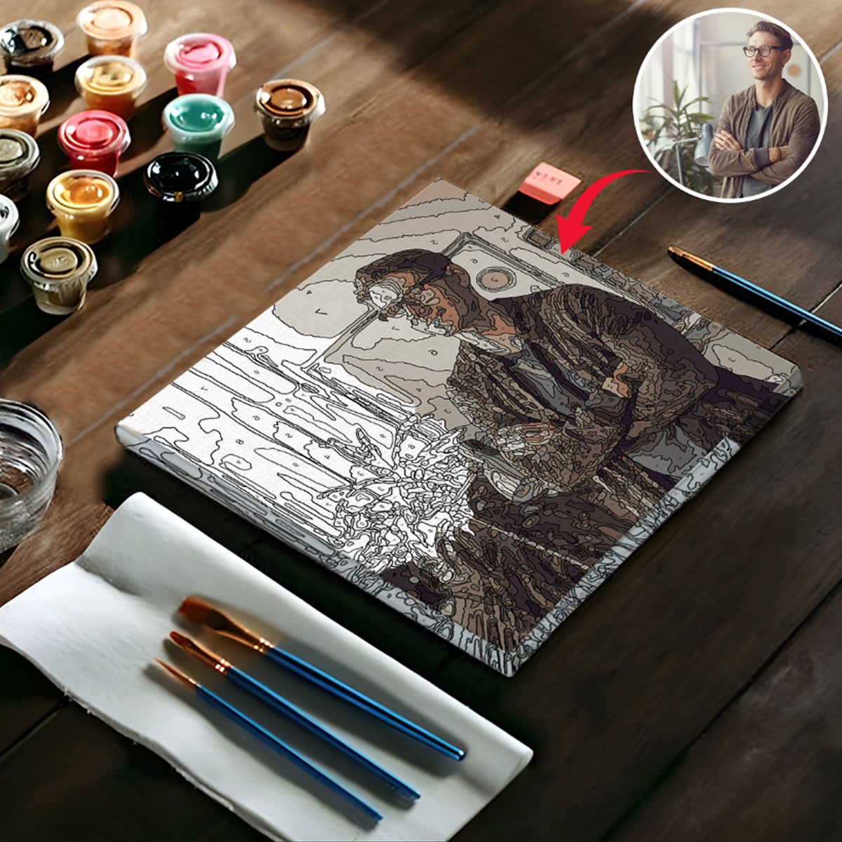 Kit de peinture par numéros personnalisé avec photo - Beau-père