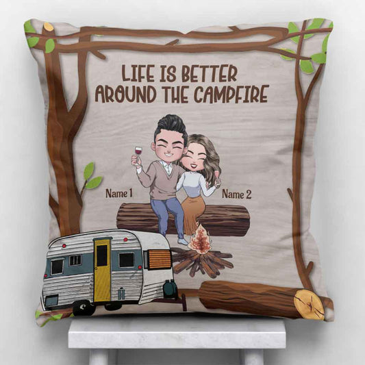 I Just Want To Hold Your Hand Camping Couple - Personalized Camping Throw Pillow