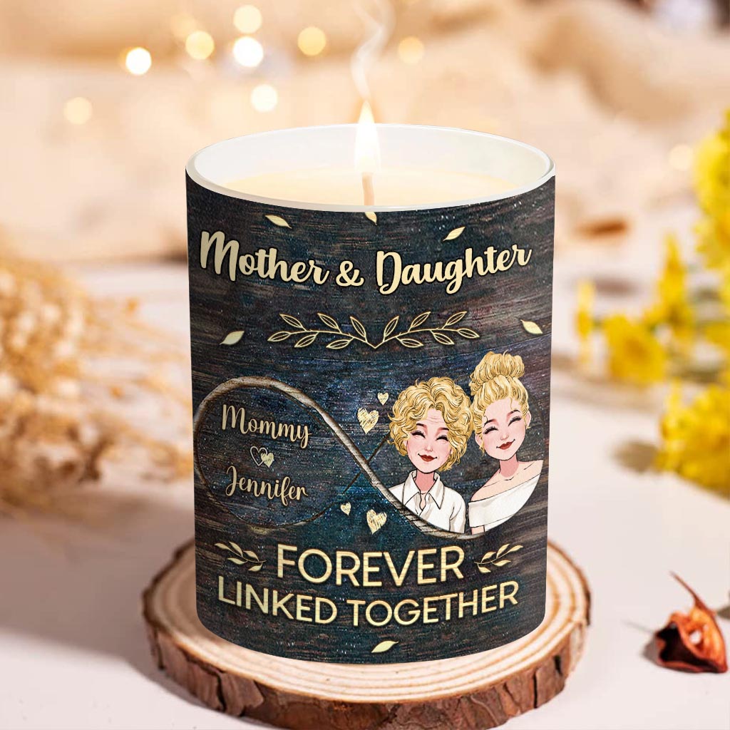 Side By Side - Personalized Mother's Day Mother Candle With Wooden Lid