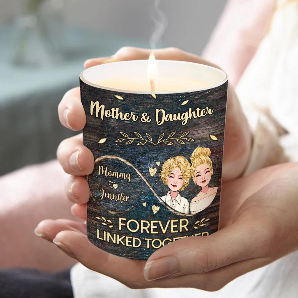 Side By Side - Personalized Mother's Day Mother Candle With Wooden Lid