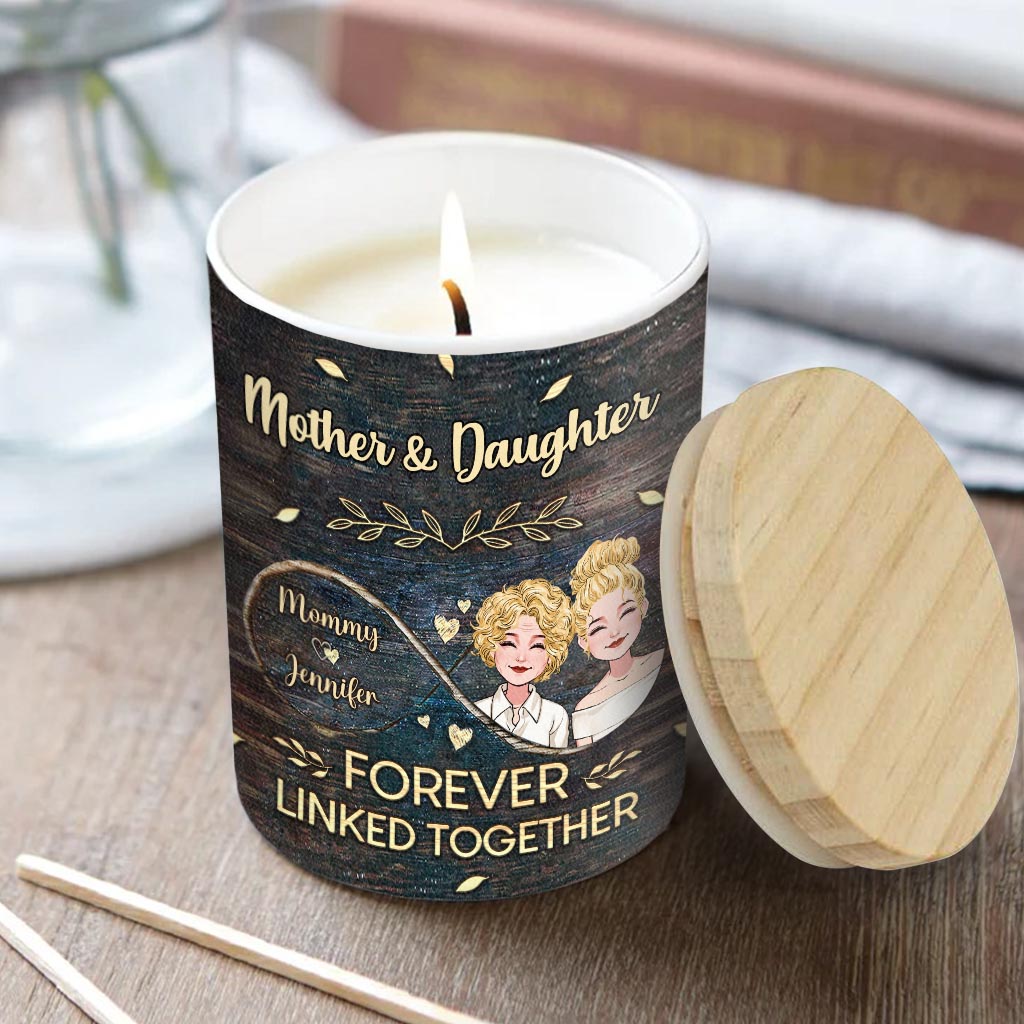 Side By Side - Personalized Mother's Day Mother Candle With Wooden Lid