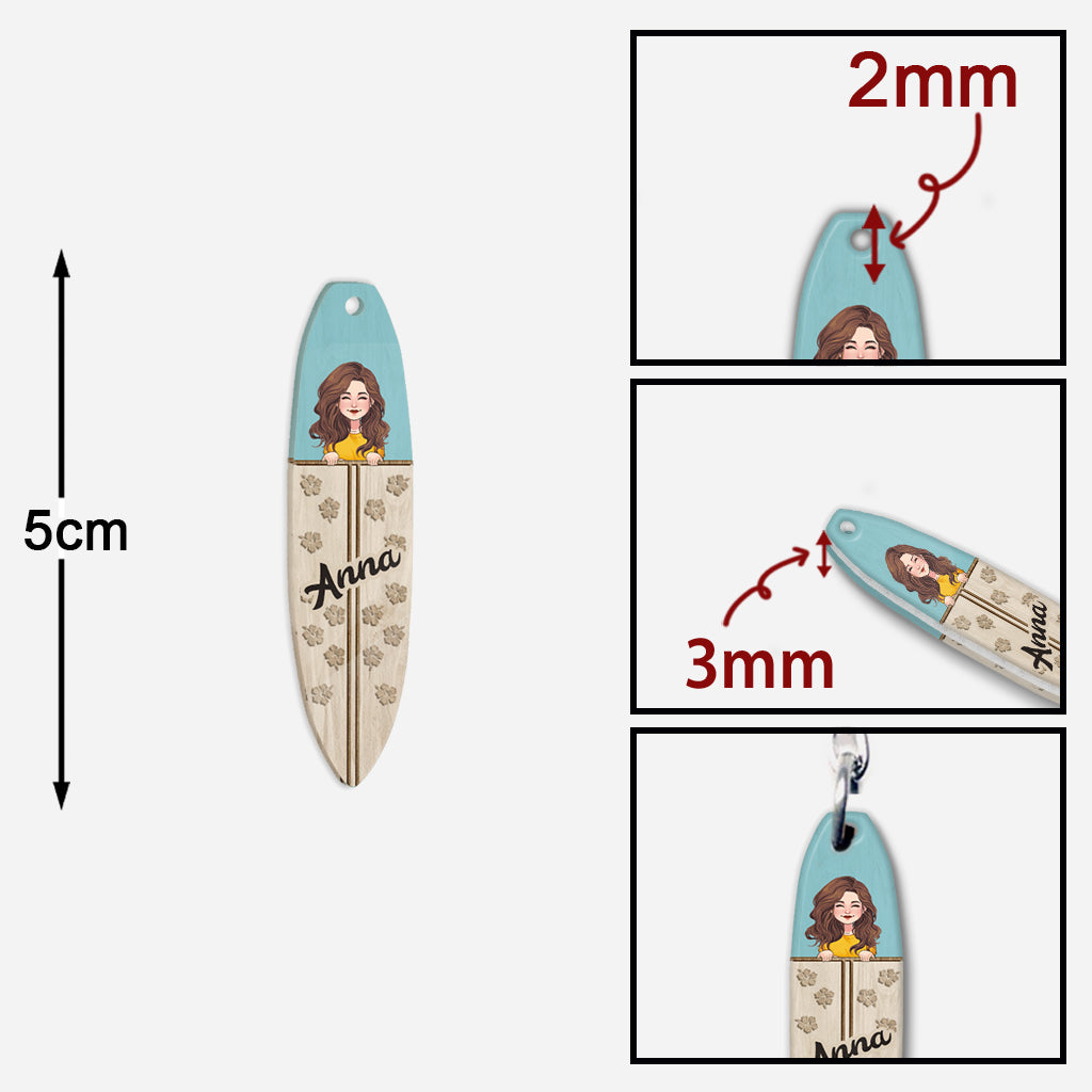 Love Surfing - Personalized Surfing Keychain (Printed On Both Sides)