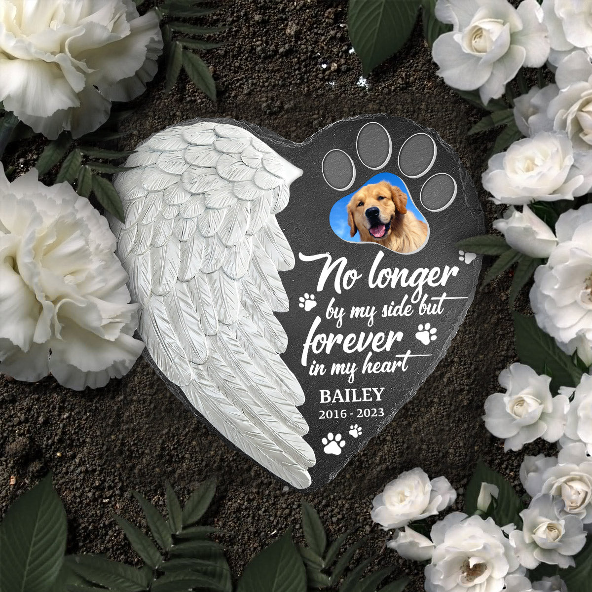 Your Wings Were Ready - Personalized Dog Heart Shaped Stone
