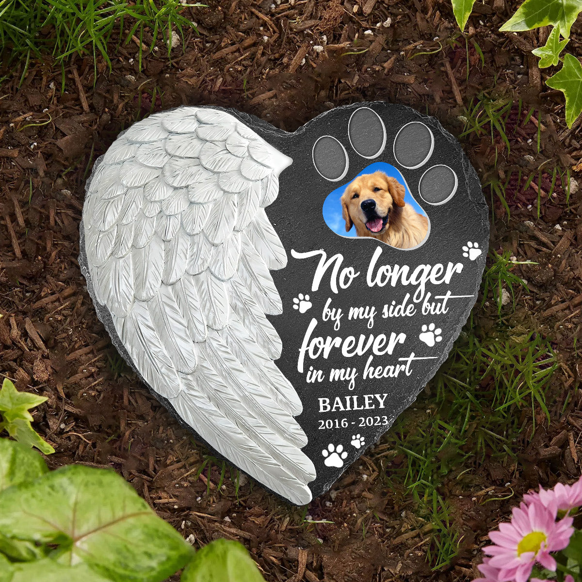 Your Wings Were Ready - Personalized Dog Heart Shaped Stone