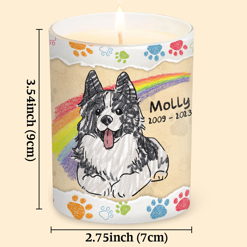 I Crossed The Rainbow - Dog gift for who lose cat, who lose dog - Personalized Candle With Wooden Lid