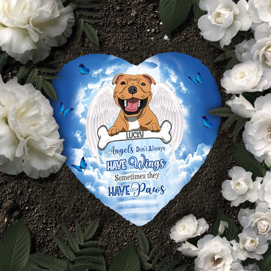 Angels Have Paws - Personalized Dog Heart Shaped Stone