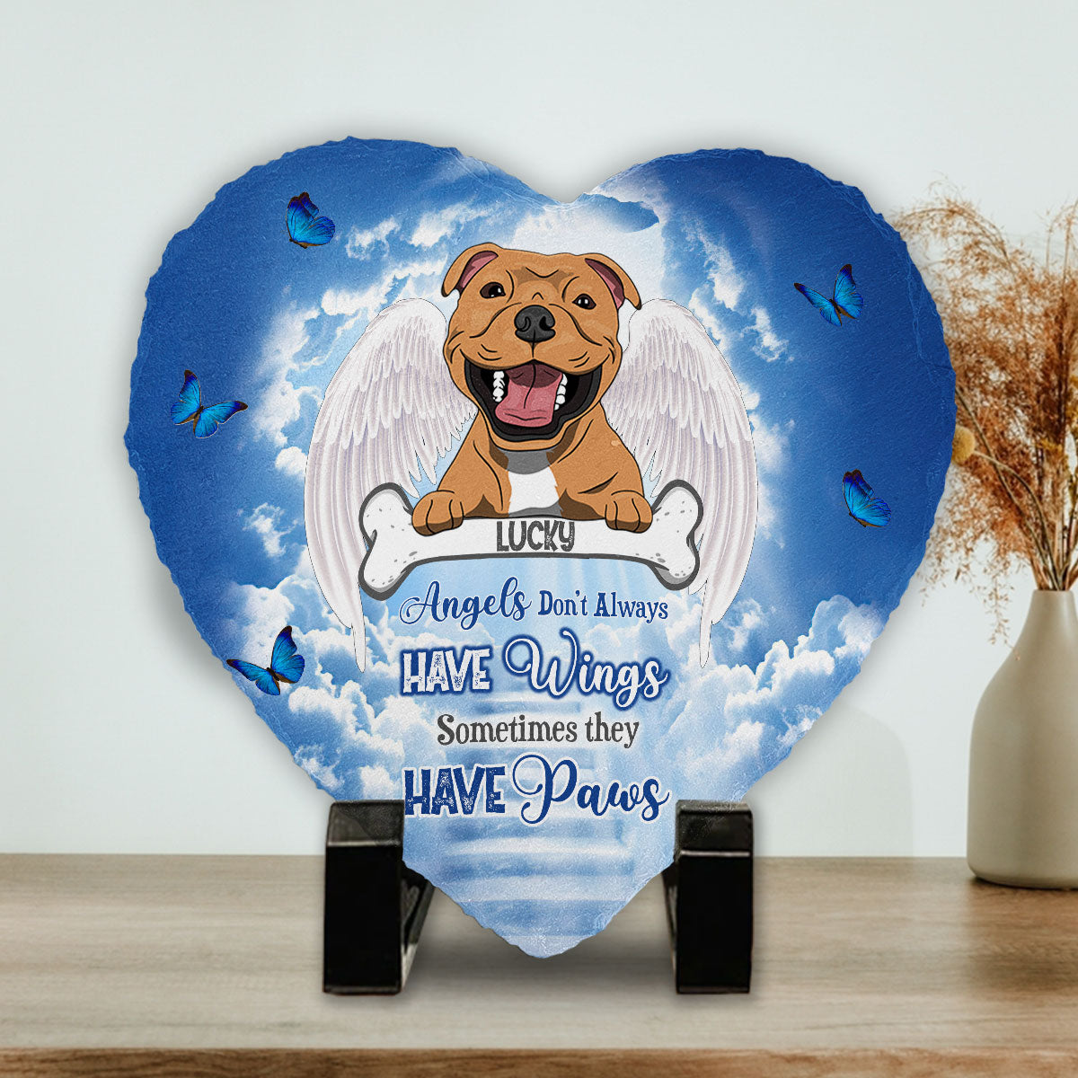 Angels Have Paws - Personalized Dog Heart Shaped Stone