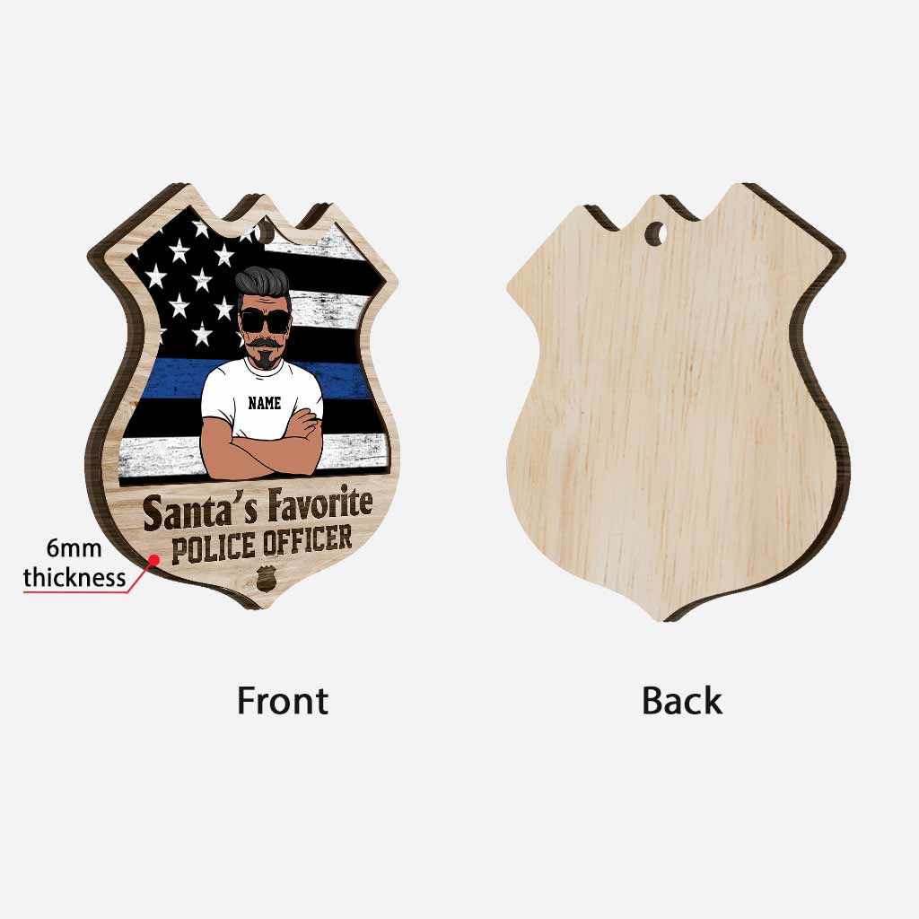 Santa's Favorite Police Officer - Personalized Christmas Layered Wood Ornament