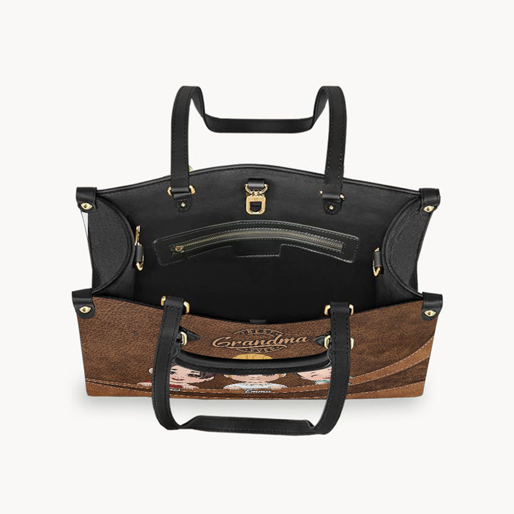 Best Grandma Ever - Personalized Grandma Leather Handbag