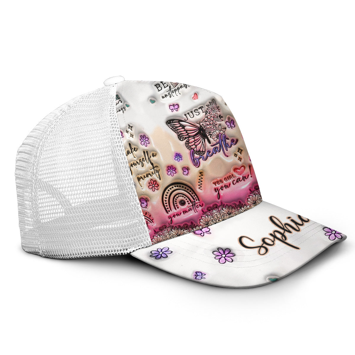 Casquette trucker papillon personnalisée avec affirmations positives