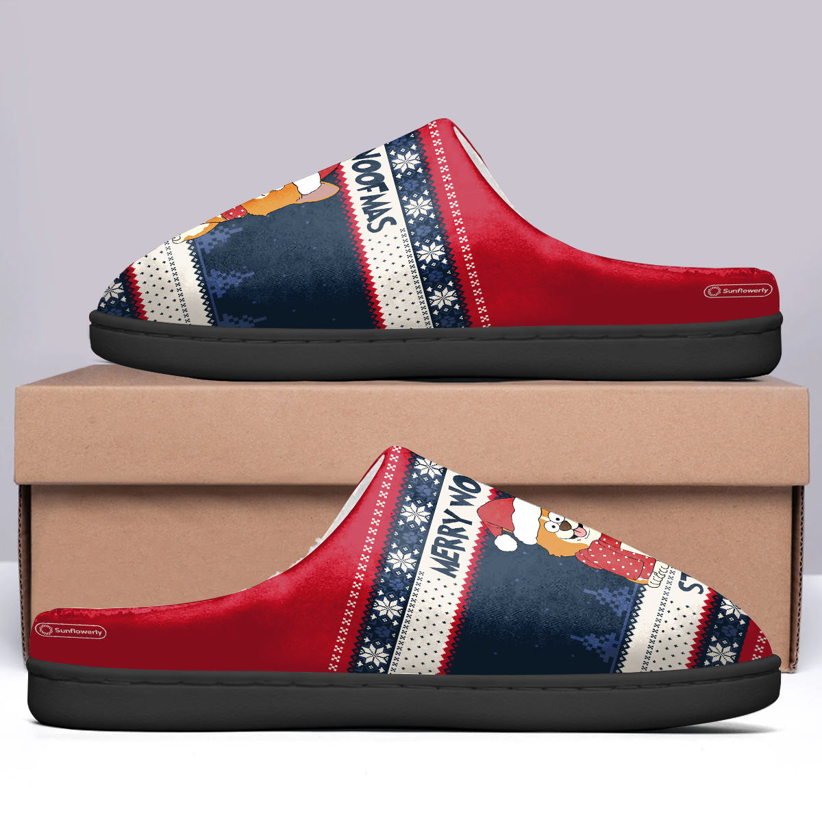 Meowy Christmas Merry Woofmas - Gift for dog lovers, cat lover - Personalized Slippers