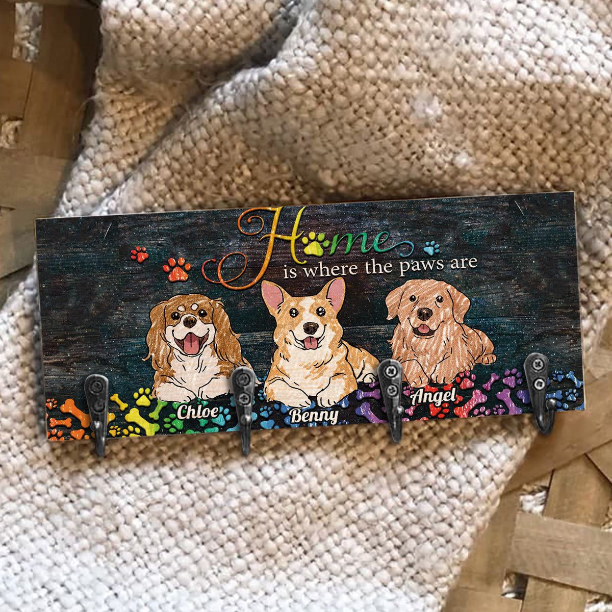 Home Is Where The Paws Are - Personalized Dog Key Rack