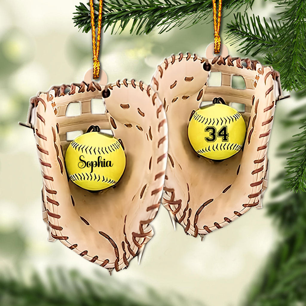 Love Baseball - Personalized Softball Ornament
