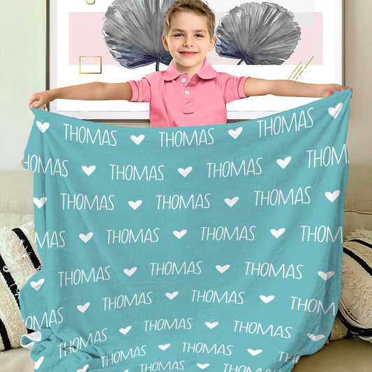 Couverture personnalisée pour petit-fils avec motif cœur et prénom