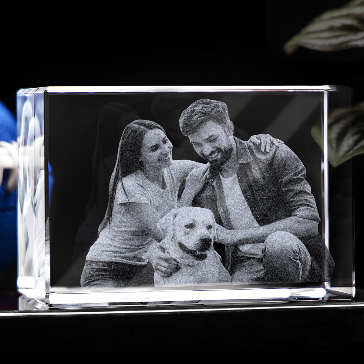 Lampe en cristal 3D cubique gravée au laser avec photo personnalisée pour chien