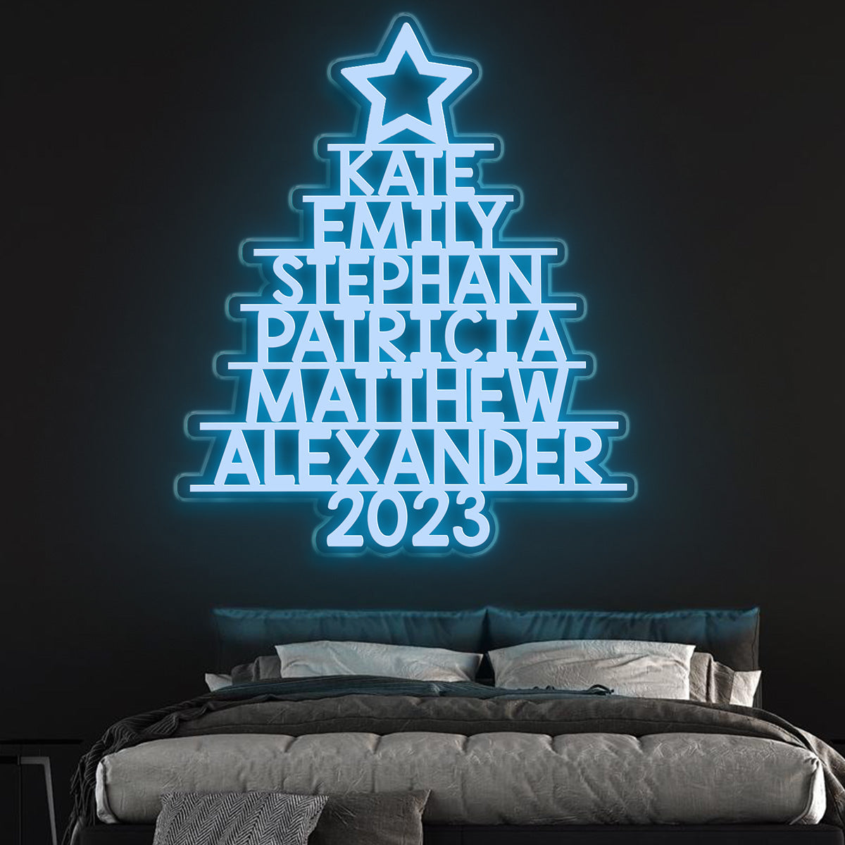 Family Names Christmas Tree - Personalized Family Neon Sign