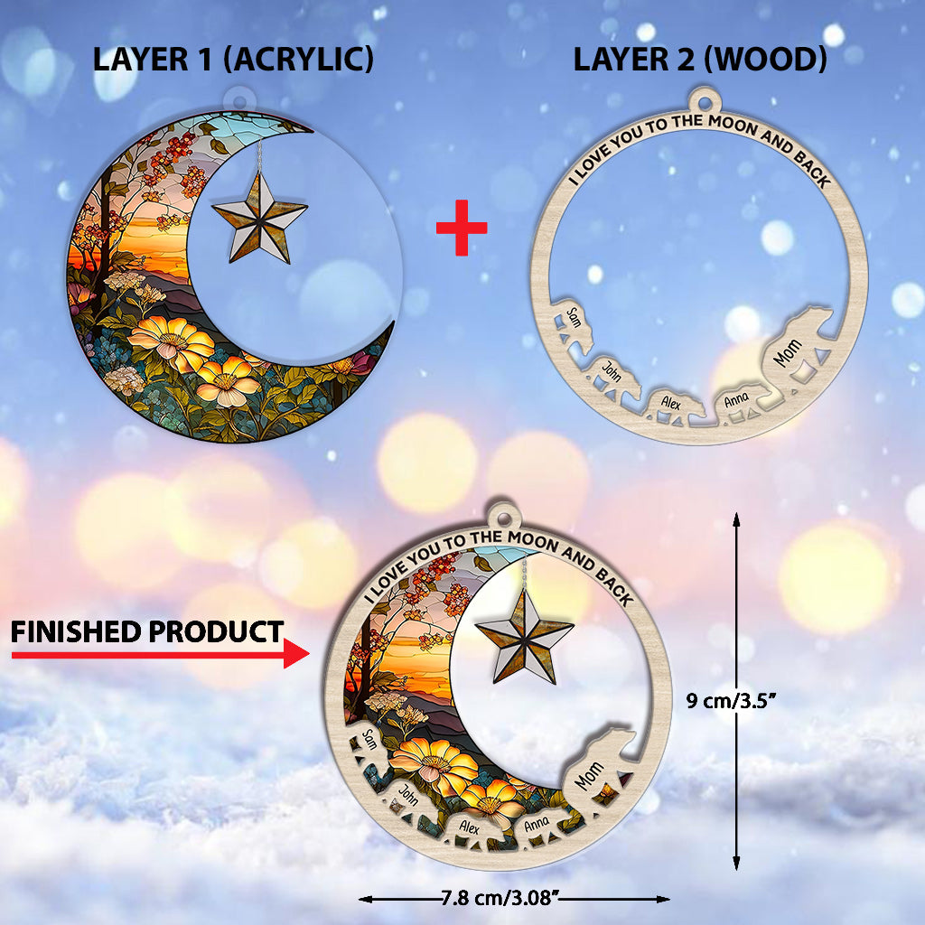I Love You To The Moon And Back - Gift for mom - Personalized Layers Mix Ornament