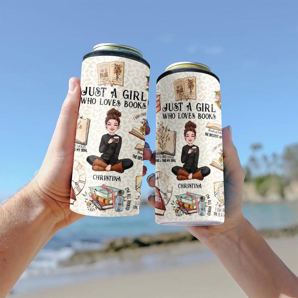 Just A Girl Who Loves Books - Personalized Book Can Cooler