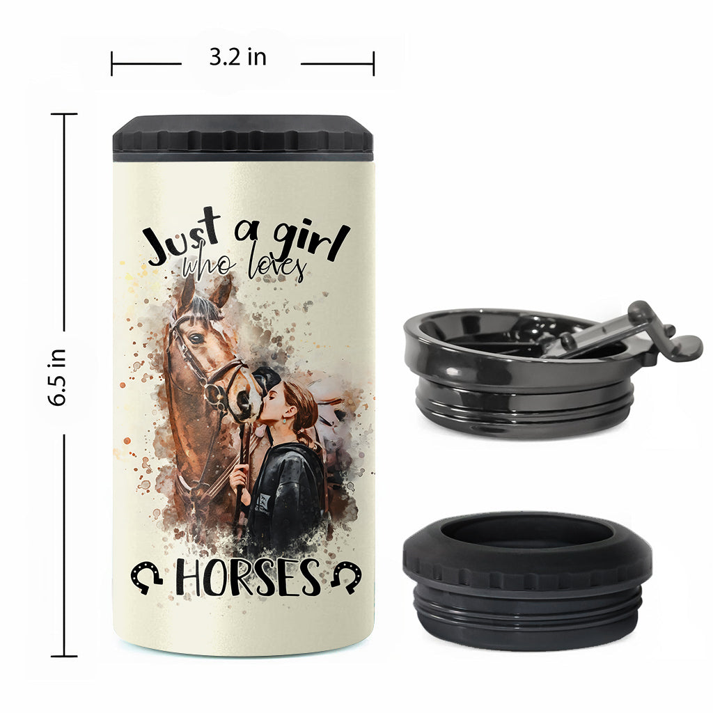 Just A Girl Who Loves Horses - Personalized Horse Can Cooler